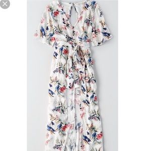 White floral maxi romper